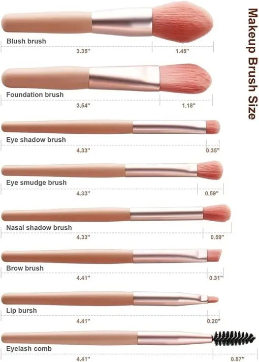 Makeup Brushes with Pouch– 8 PCS Most Demanding Brush set