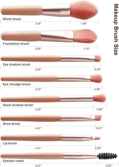 Makeup Brushes with Pouch– 8 PCS Most Demanding Brush set