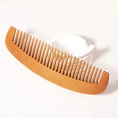 5.6 Inch Natural Peach Wide Teeth Wooden Comb Fine Tooth Anti Static Head Massage Beard Anti Frizz Comb