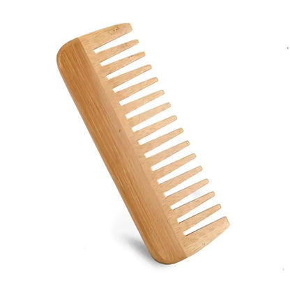 5.6 Inch Natural Peach Wide Teeth Wooden Comb Fine Tooth Anti Static Head Massage Beard Anti Frizz Comb